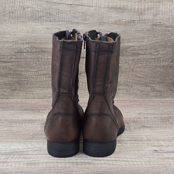 Steve Madden Troopa Women's Size 7.5 Brown Leather Lace Up Zip Boots (2256) NEW - Picture 4 of 9